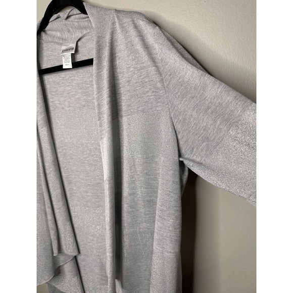 Chico’s Lightweight Silver 3 US XL Open Cardigan Sweater Duster - Picture 7 of 16